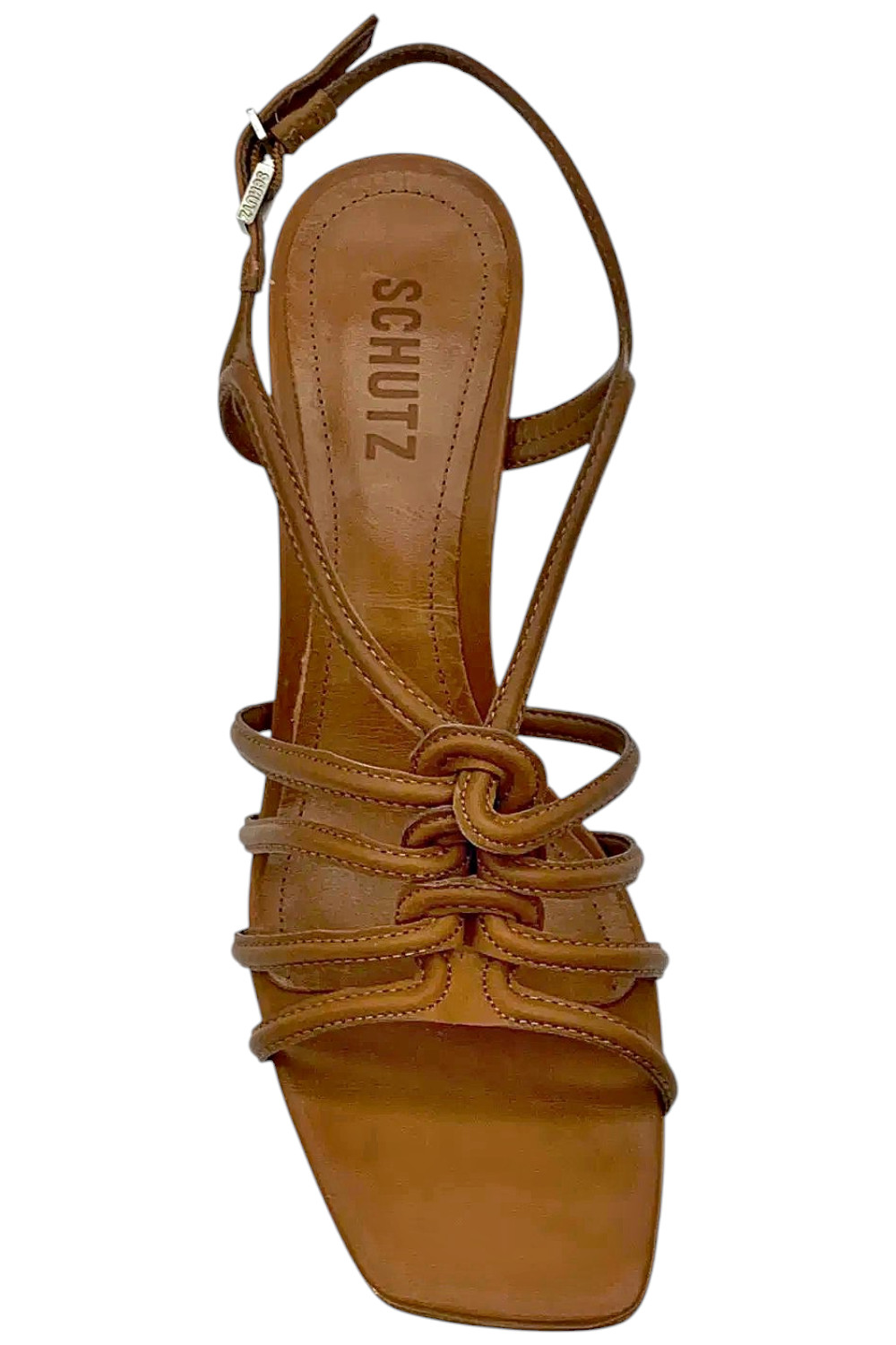 Schutz Leather Adjustable Caged Sandals Octavia Mid New Wood