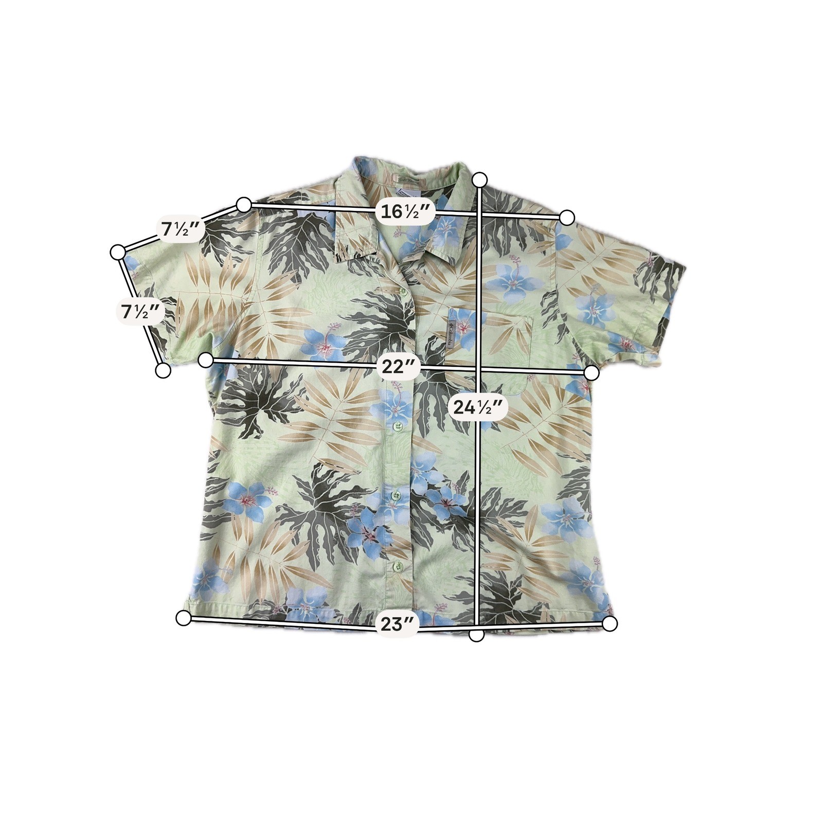 Columbia Button Up Womens River Resort Regular XL Green Floral Tropical Camp