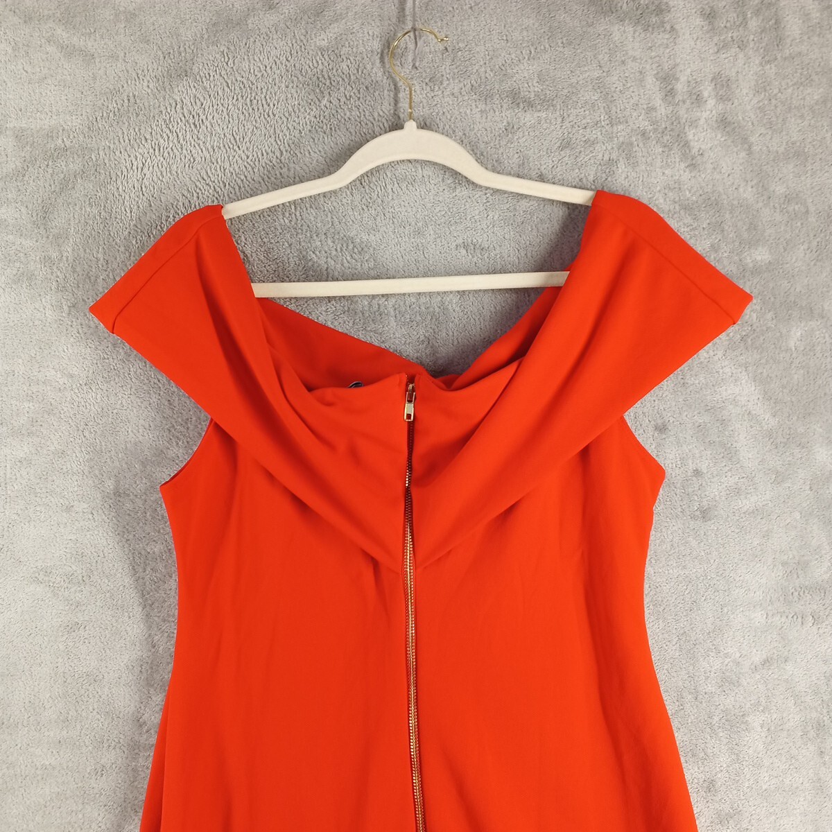 REBECCA B Sheath Red Dress Size 14 Women Off The Shoulder Knit Elegant Zip