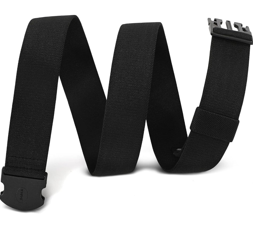 Men Women Elastic Stretch Adjustable up to 55″ Waist 1.5″ Wide Polyester Black