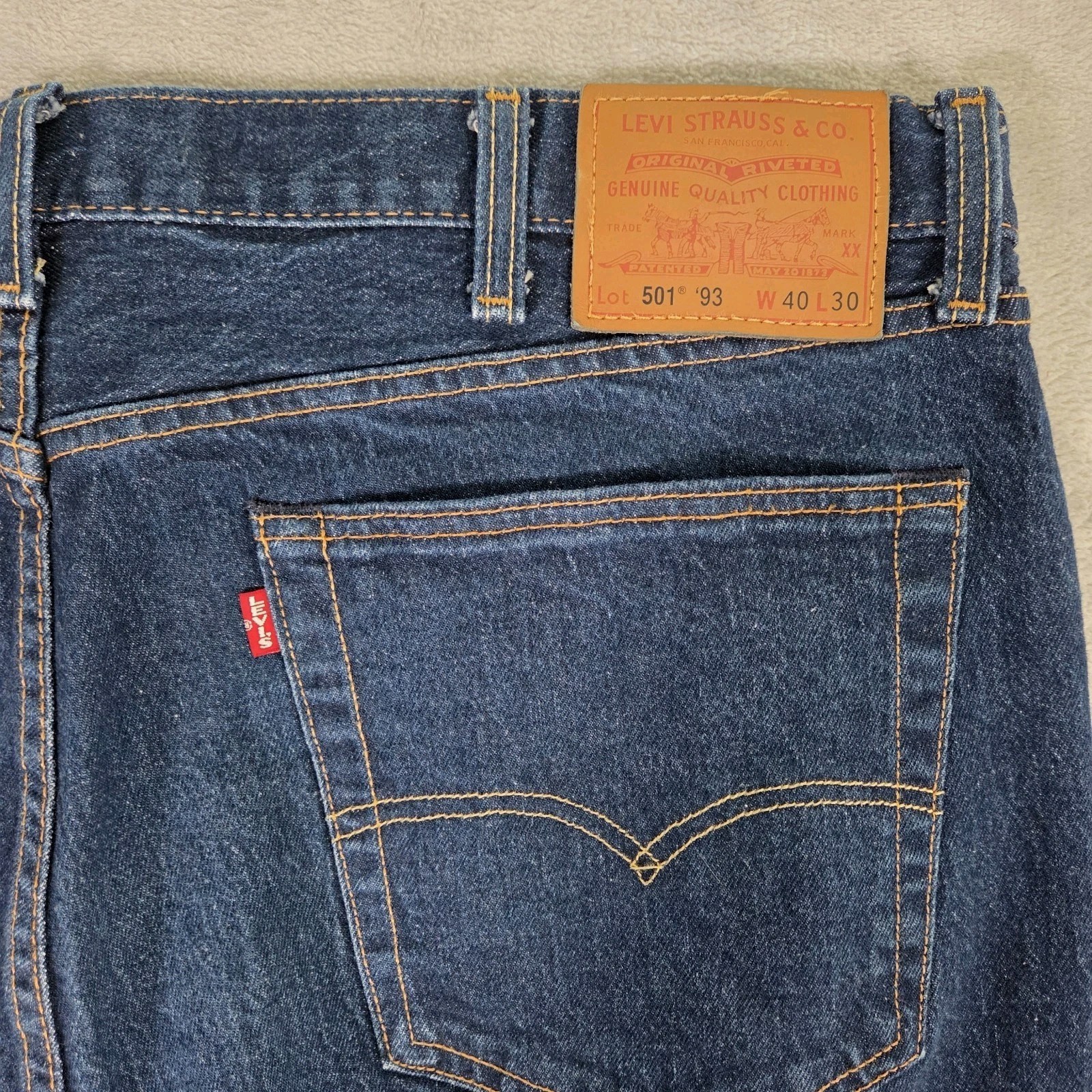 Levi’s Premium 501 ’93 Straight Leg Jeans Mens 40×26 Blue Medium Wash Button Fly