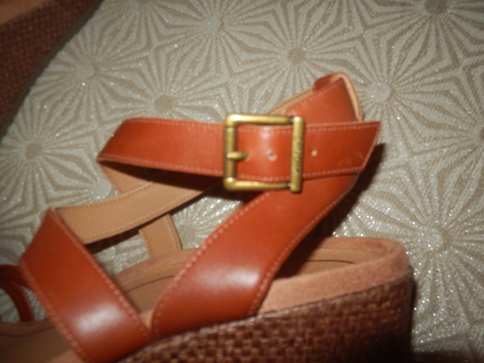 VIONIC Clarissa Raffia Women’s Brown Leather 3″ Wedge Sandals 11M $125. NWOB