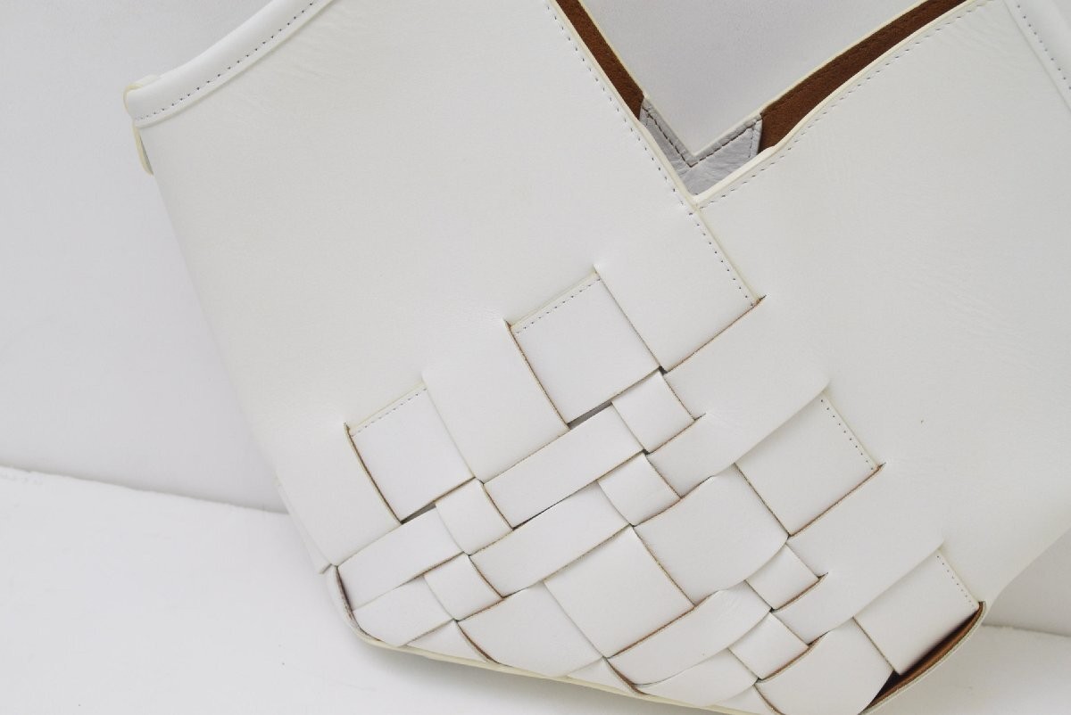 HEREU Leather Mesh Tote Bag Handbag White Excellent condition