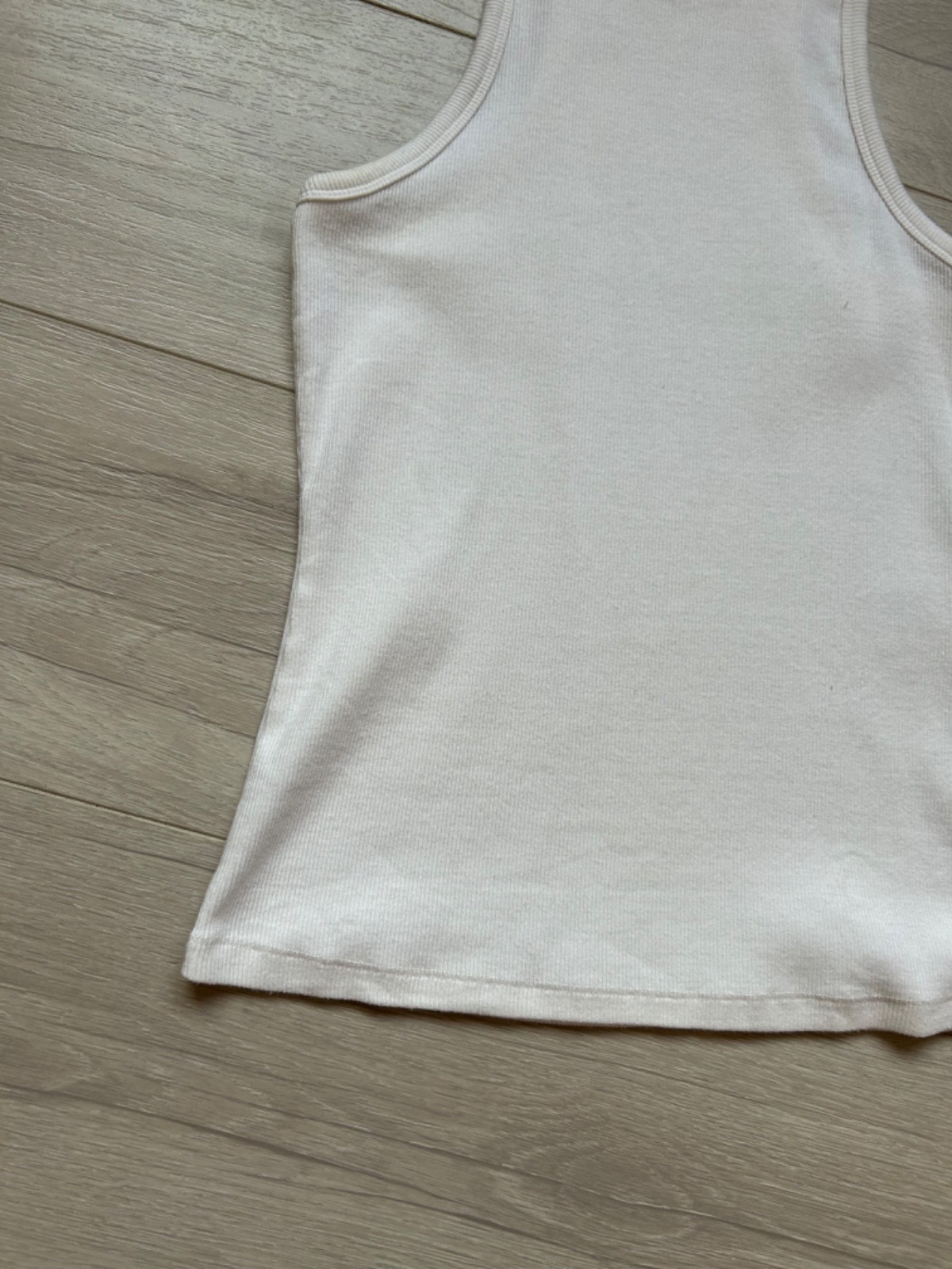 SEZANE Paris Marcel White Ribbed Tank Top Halter High Neck Organic Cotton Size M