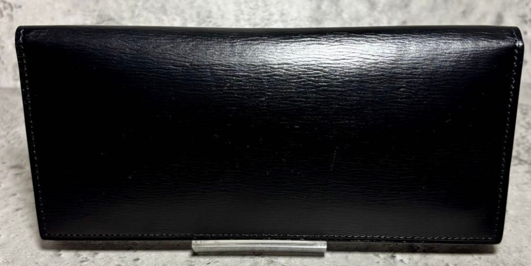 Ganzo Cordovan Long Wallet Leather Black Billfold Bifold H9cm x W19cm Men’s