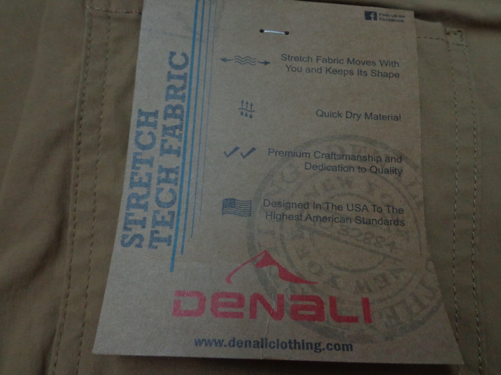 DENALI Moccasin Brown Tech Fabric Stretch Pants NWT 30/30 MSRP $54