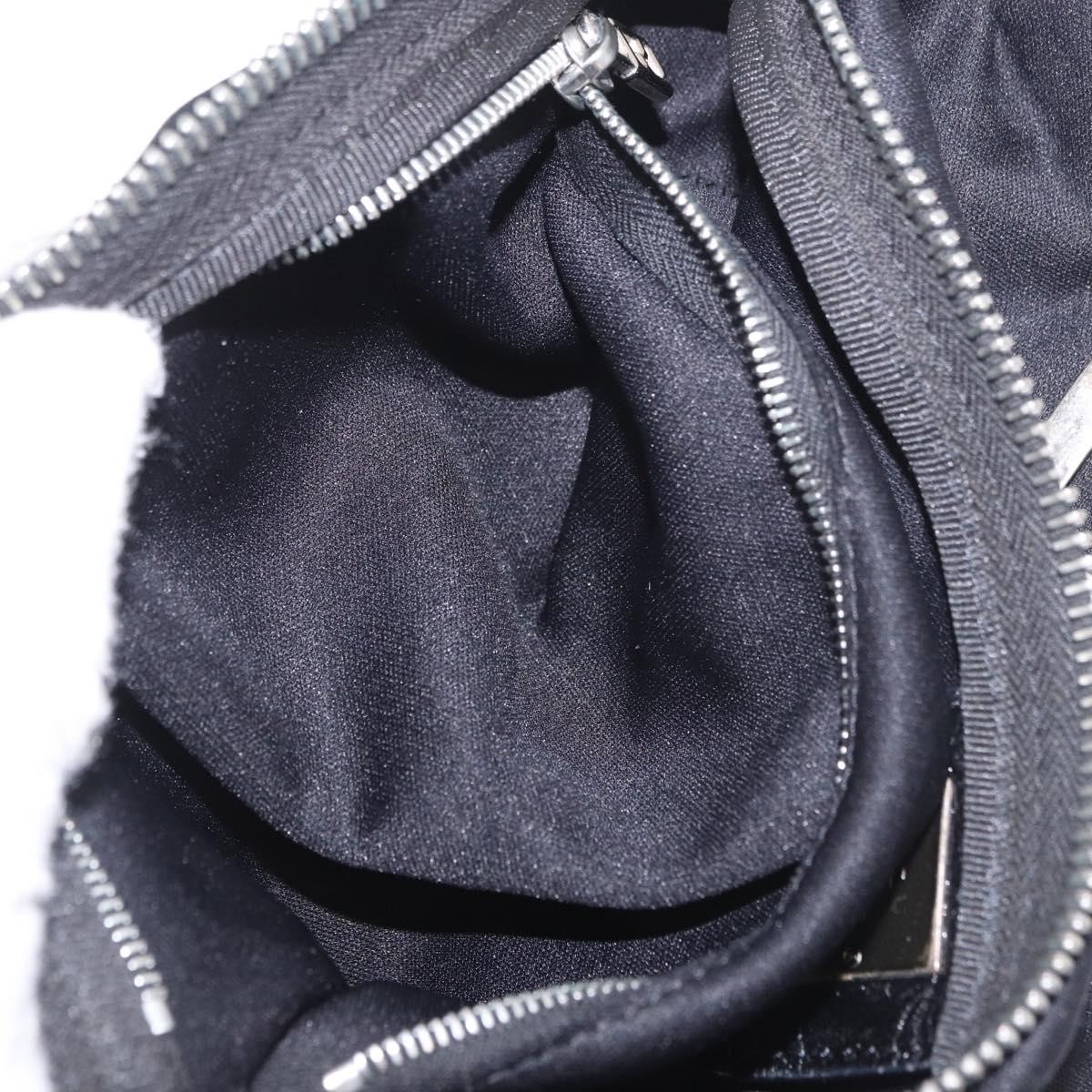 FENDI Shoulder Bag Cotton Jersey Black Silver Auth 186864