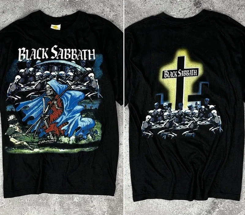 90s Black Sabbath Forbidden Deadstock Skeleton 2 sided Black T shirt NH21769