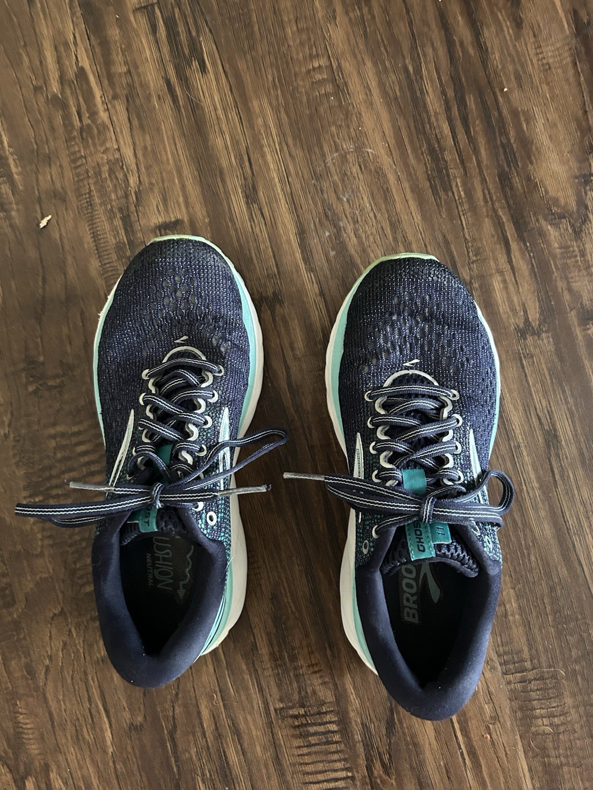 Brooks Ghost Blue/Teal/White Mesh Breathable Lace-Up Low Top Running Shoes