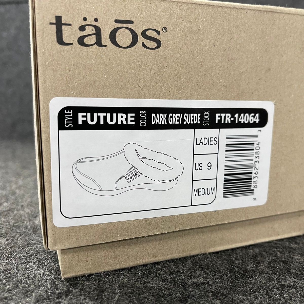 TAOS Future Slip-On Mule Women’s Size US 9 Dark Grey Suede