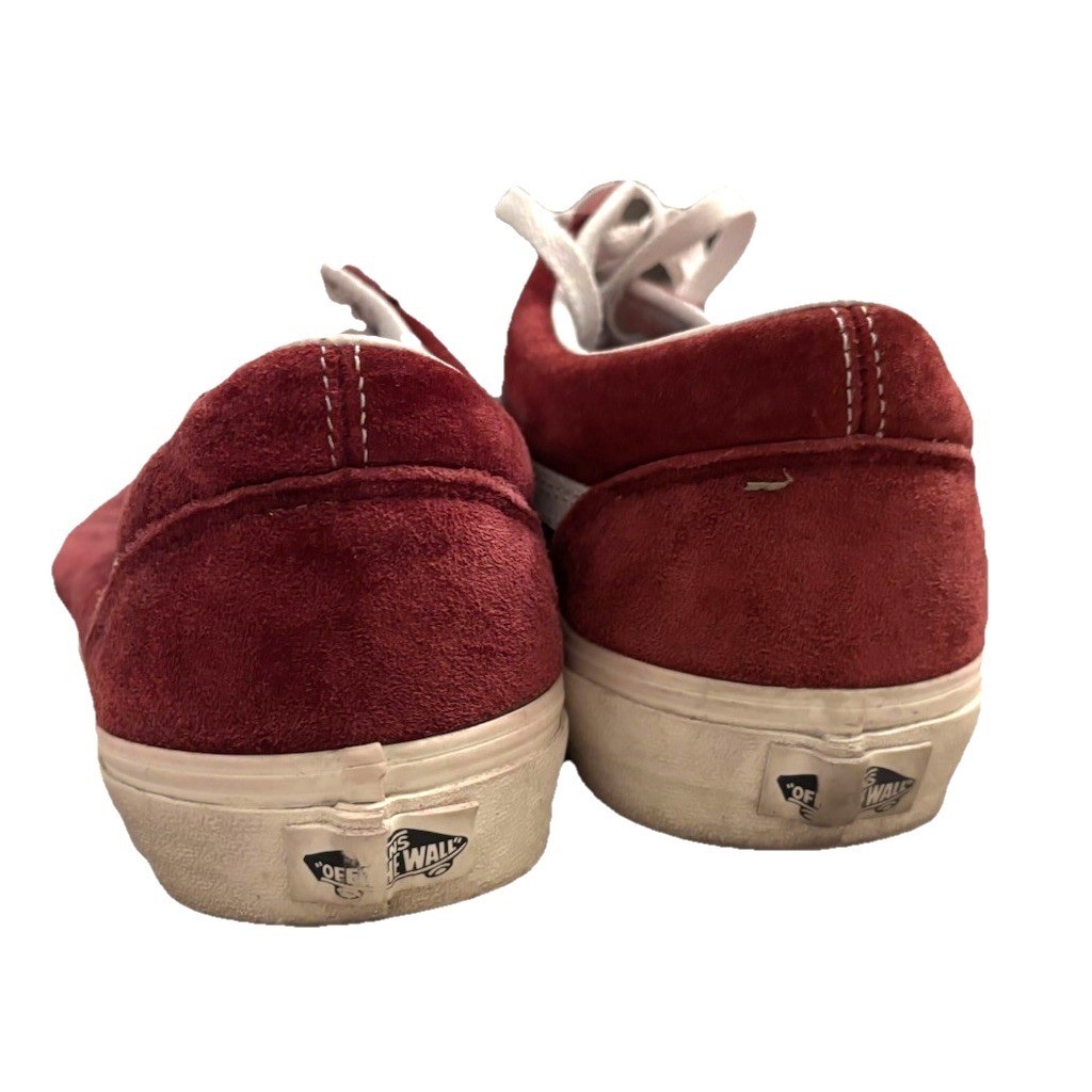Vans Old Skool Shoes Men 10 Suede Burgundy Red Low Top Skate Stripe Eco Dry