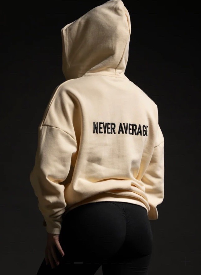 WOLFpak Cream Zip Up Hoodie Medium Oversized WFPK Never Average