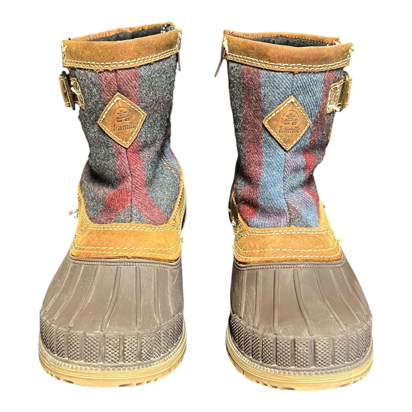 Kamik Avelle Winter Boots Womens Size 8 Plaid Ankle 3M Thinsulate Buckle Zipper