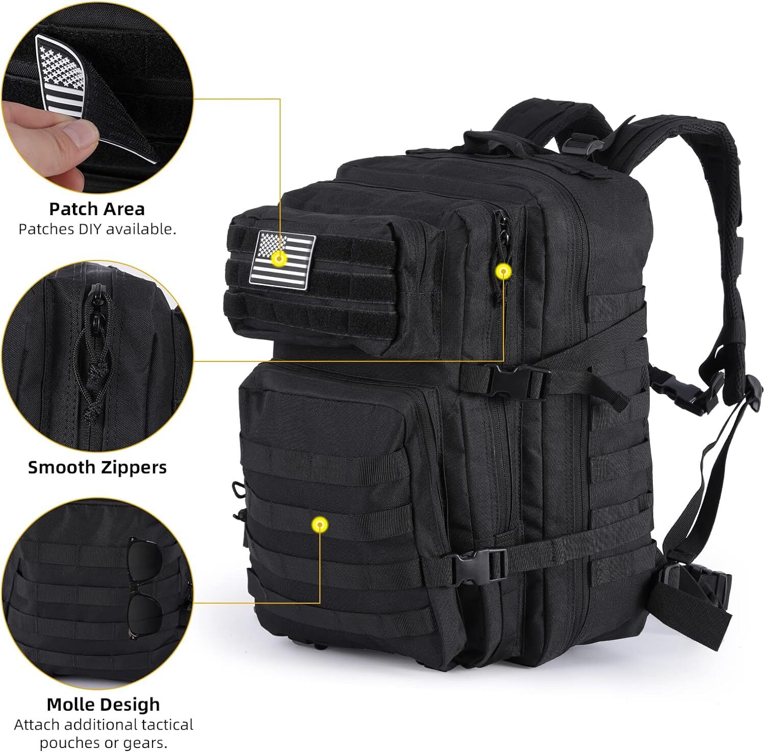Tactical Backpack – Military Large Army Assault 3 Day Molle Bug Out Bag Rucksack