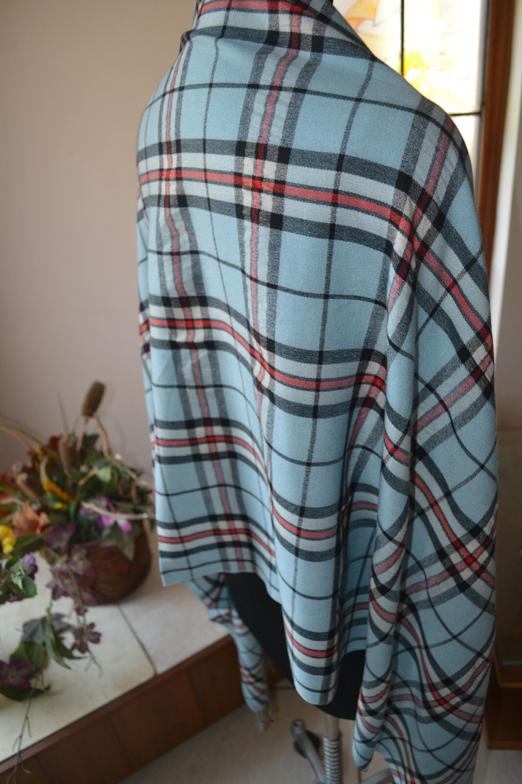 LARGE SIZE THROW CHECK PASHMINA~Silk CASHMERE PLAID ~ 5 DESIGNS CHOICE