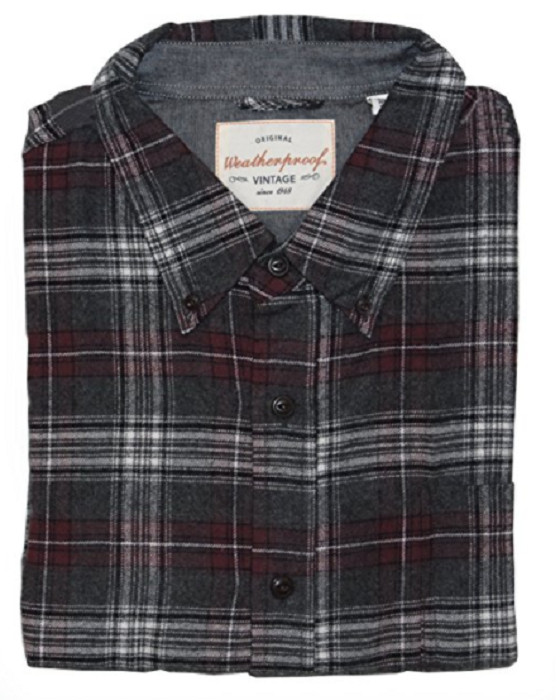 Weatherproof Vintage Men’s Lightweight Plaid Flannel Long Sleeves Shirt