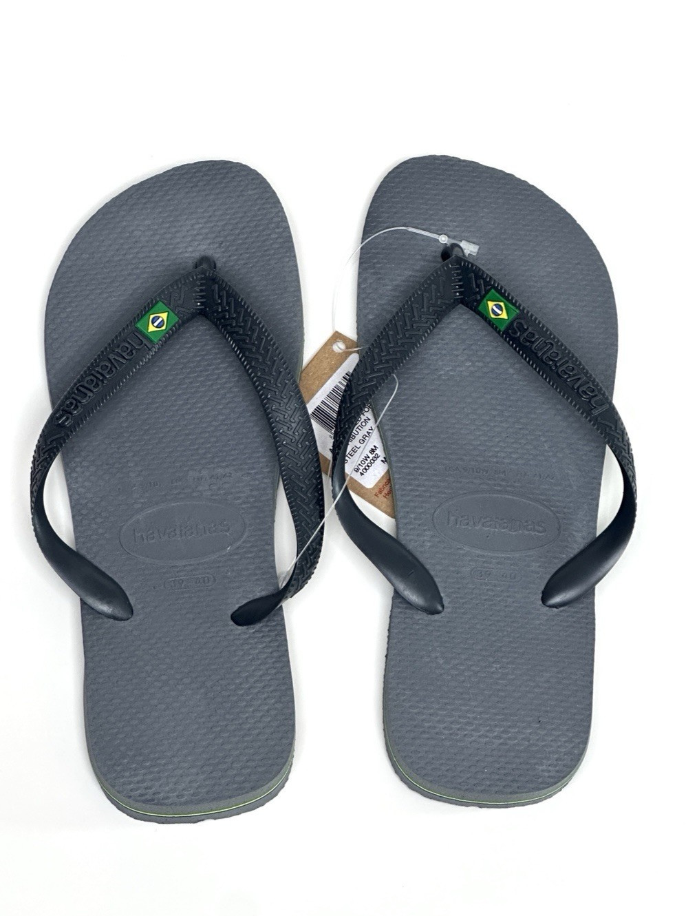 Havaianas Brazil Logo Flip-Flop Sandals Gray Euro 41/42 Womens 9/10