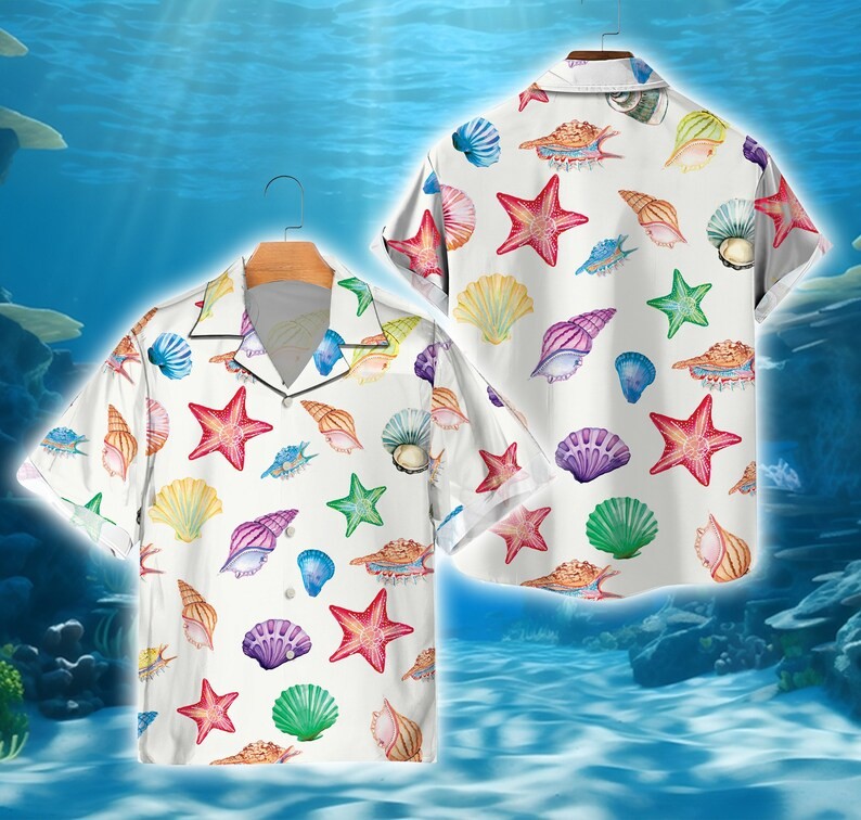 Summer Sea Shell Tropical Hawaiian Shirt Aloha