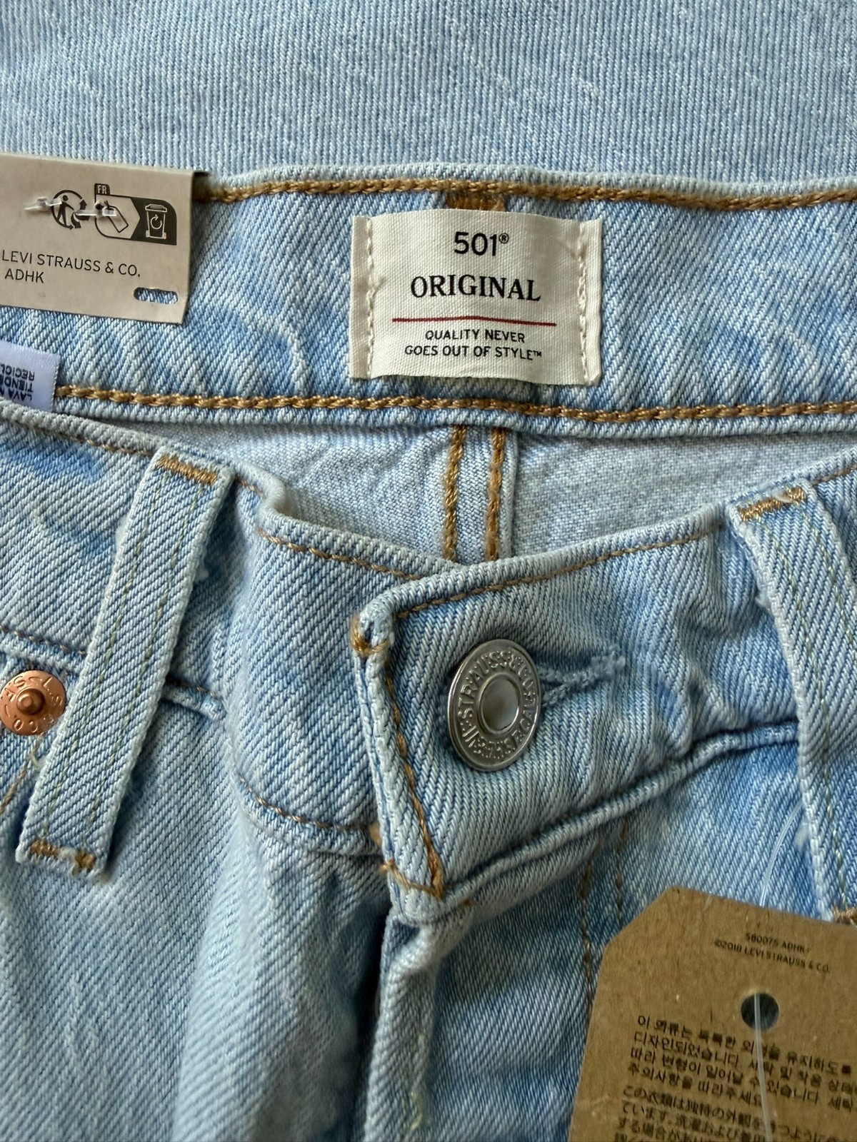 Levi’s 501 Original Fit Women’s Jeans 30″ Inseam Light Indigo Wash Stretch Denim