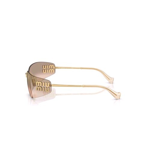 Miu Miu MU A51S 5AK20P Unisex Rectangle Sunglasses in Gold with Brown Lens 100%