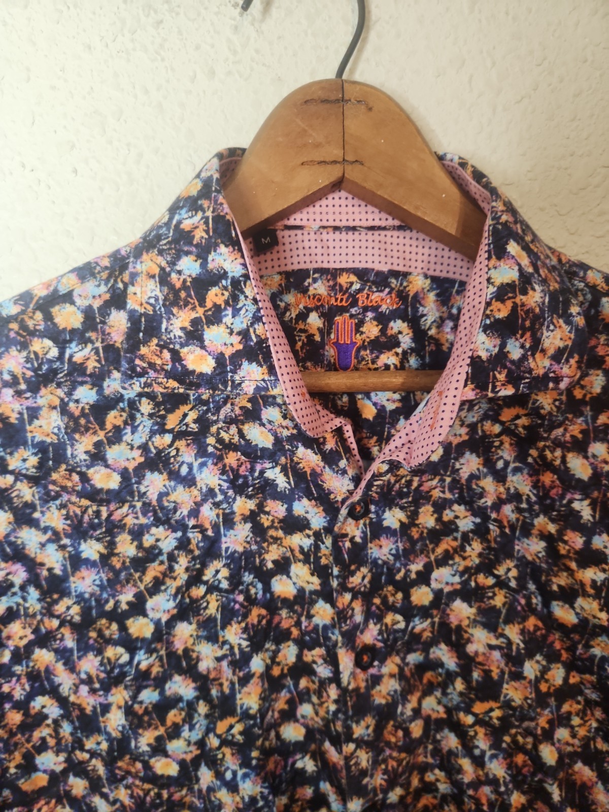 Mens Visconti Black Multi Color Dressy Casual Long Sleeve Shirt MEDIUM Floral