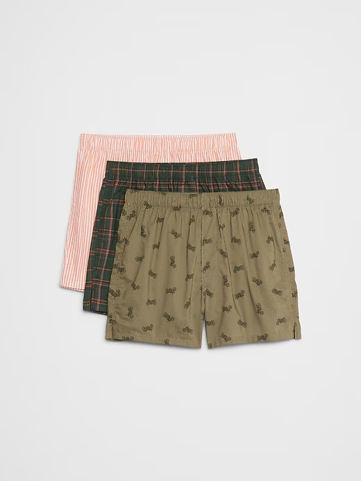 MENS S 28-30 BANANA REPUBLIC BOXER 3 PACK Orange Stripe/ Plaid/ Green Motorcycle