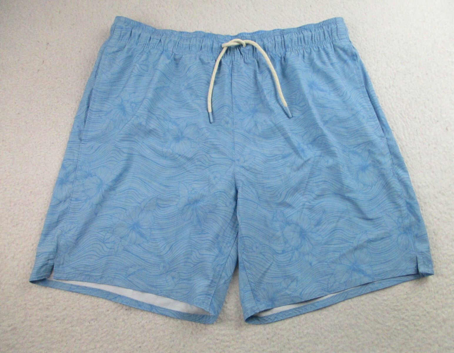 Laguna Swim Shorts Mens L Blue Floral AOP Drawstring Pockets Trunks Beach Surf