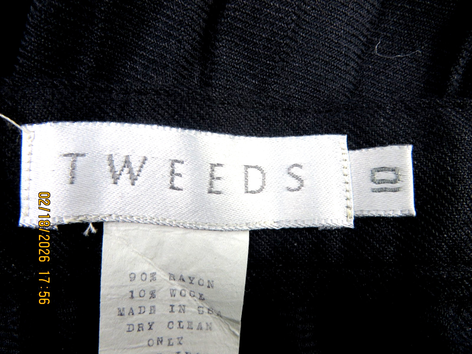 TWEEDS SZ 10 Rayon/Wool Charcoal Crinkled-Crushed Woven Fabric Wide Long Skirt