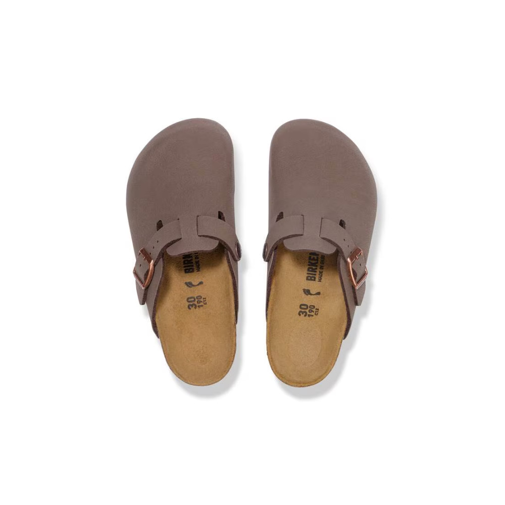 Birkenstock Kids Boston Birko-Flor Nubuck Clog Sandals – Mocca