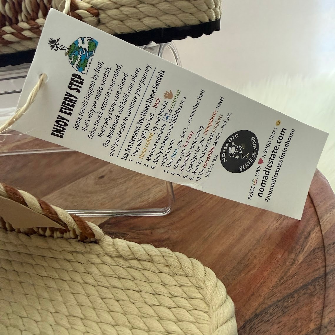 Nomadic State of Mind Romano Rope Sandals Camel Cream Vegan Slides Womens 9 NEW