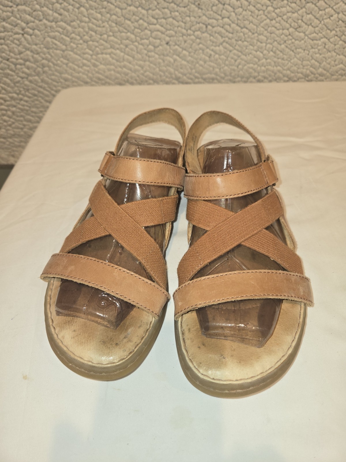 Born Manta Sandals Feature Brown Leather Straps And Elastic Gore Details For…