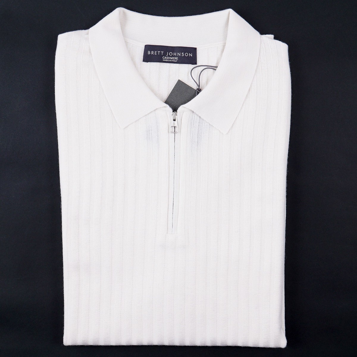 Brett Johnson Short Sleeve Cashmere-Silk Half-Zip Polo Sweater L (Eu 52) NWT