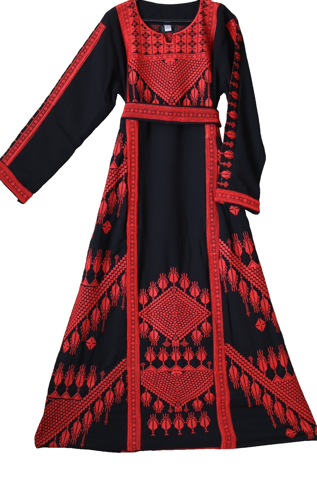 Traditional Palestinian / Jordanian Embroidered Thobe Kaftan Dress Black -NOUR