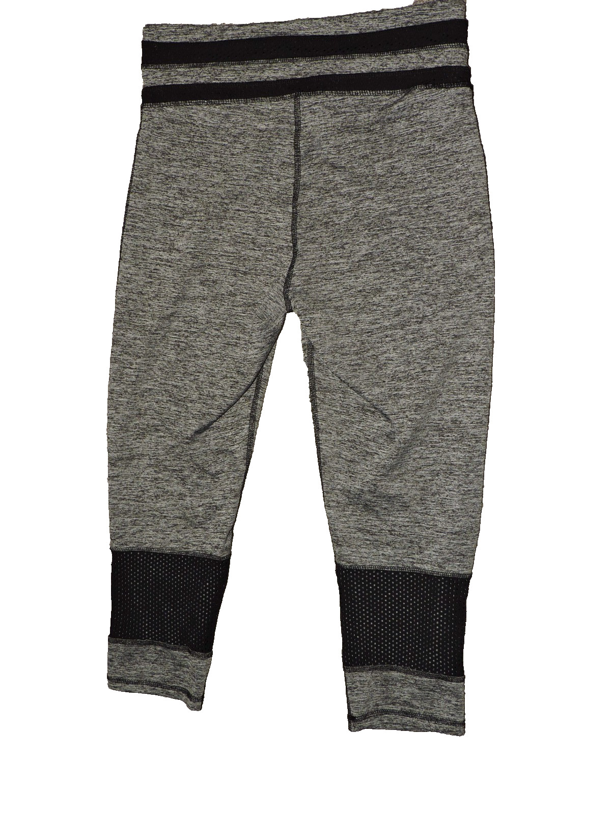 Daisy Fuentes Blk/Gray heather mesh panel Capri Legging SZ M Poly/span no pocket
