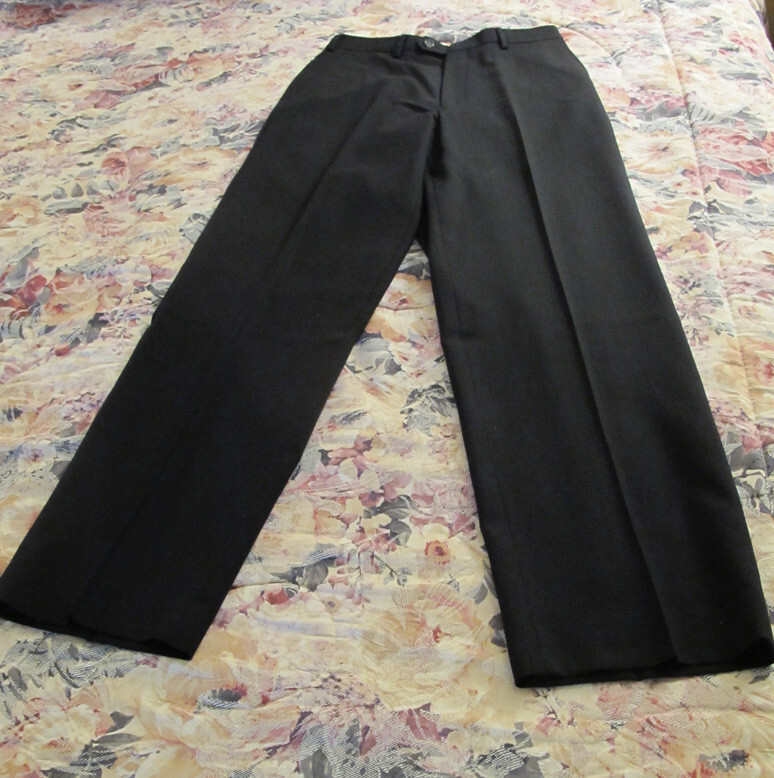 Alfani Dress Pants REDUCED Men’s Black 100% Wool 28X31.5 Flat Front Lined~FREE H