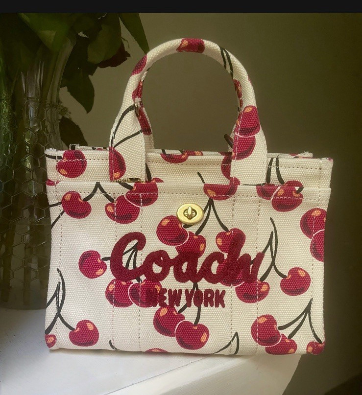 Coach Canvas Cargo tote 20 with cherry print