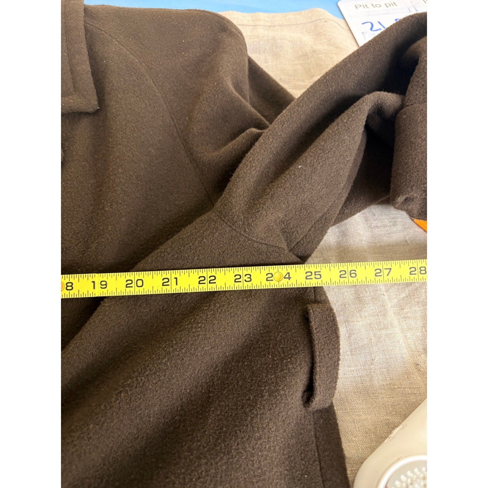 Benard Holtzman Harve Benard Brown 100% Wool Double Breasted Long Coat Mens 16