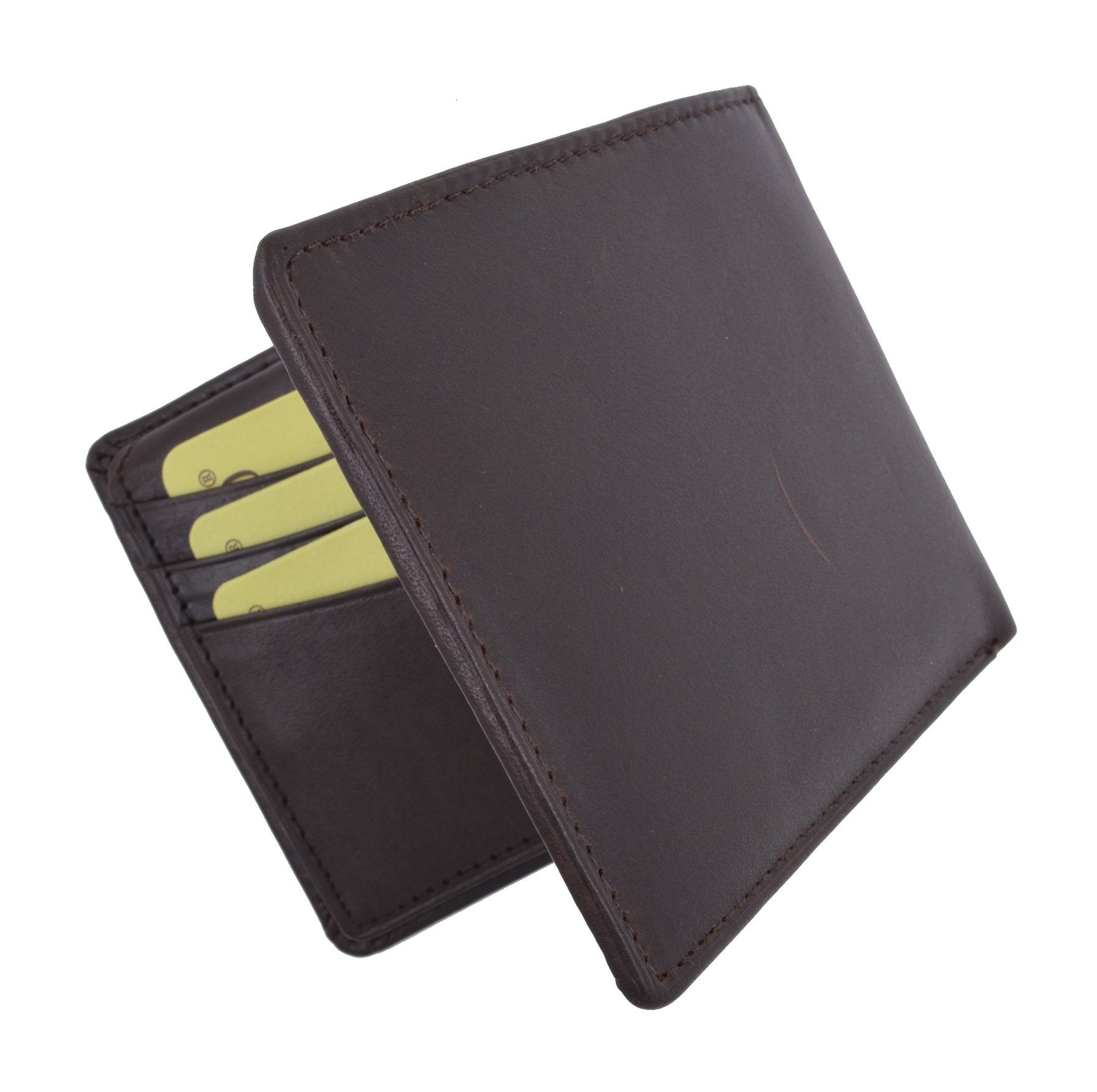 Cavelio High Quality Mens Genuine Leather Flap Up ID Card Holder Bifold Wallet