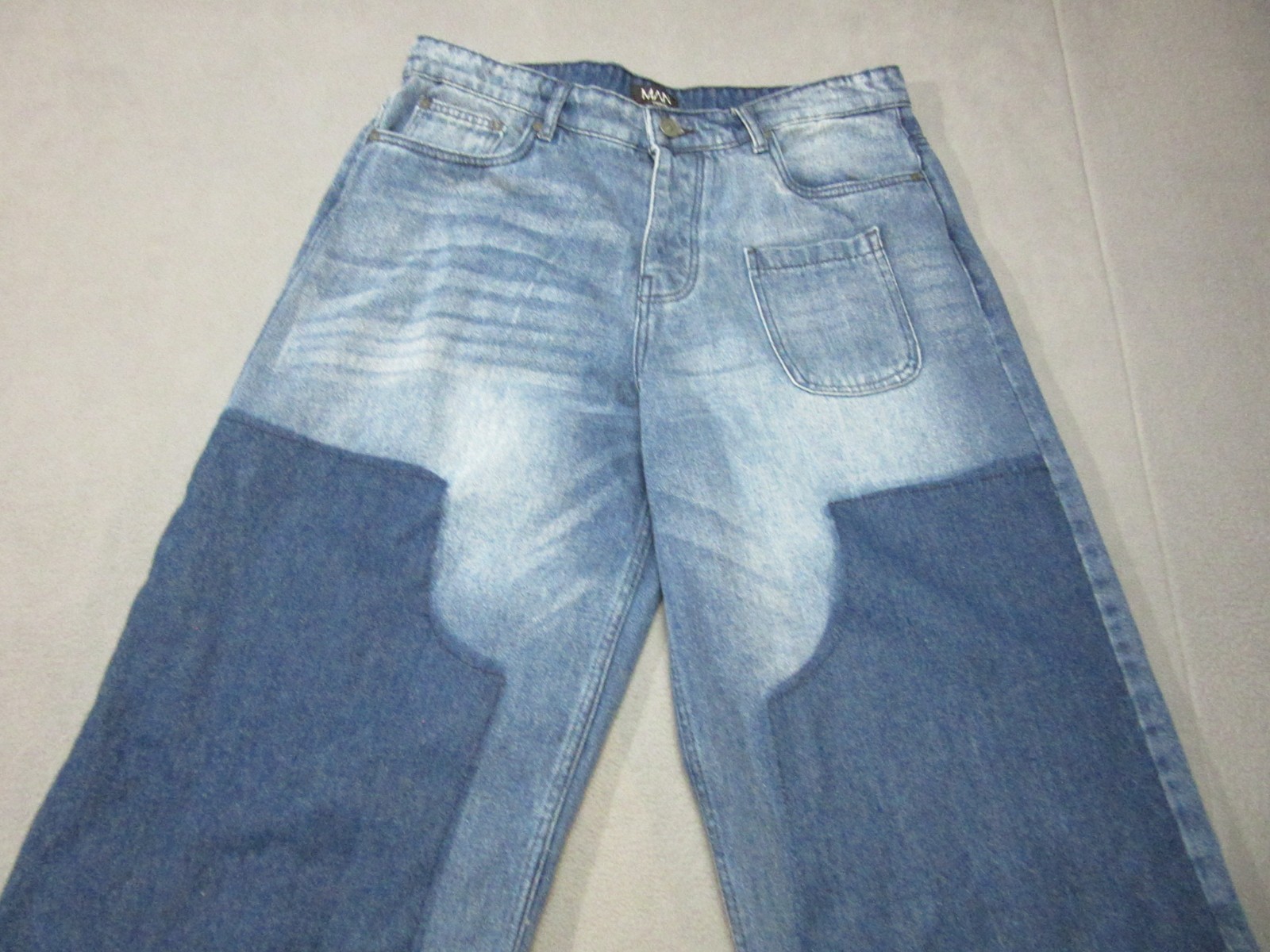 BoohooMAN Jeans Mens 36 Blue Baggy Extra Wide Leg Denim Carpenter EDM Skater