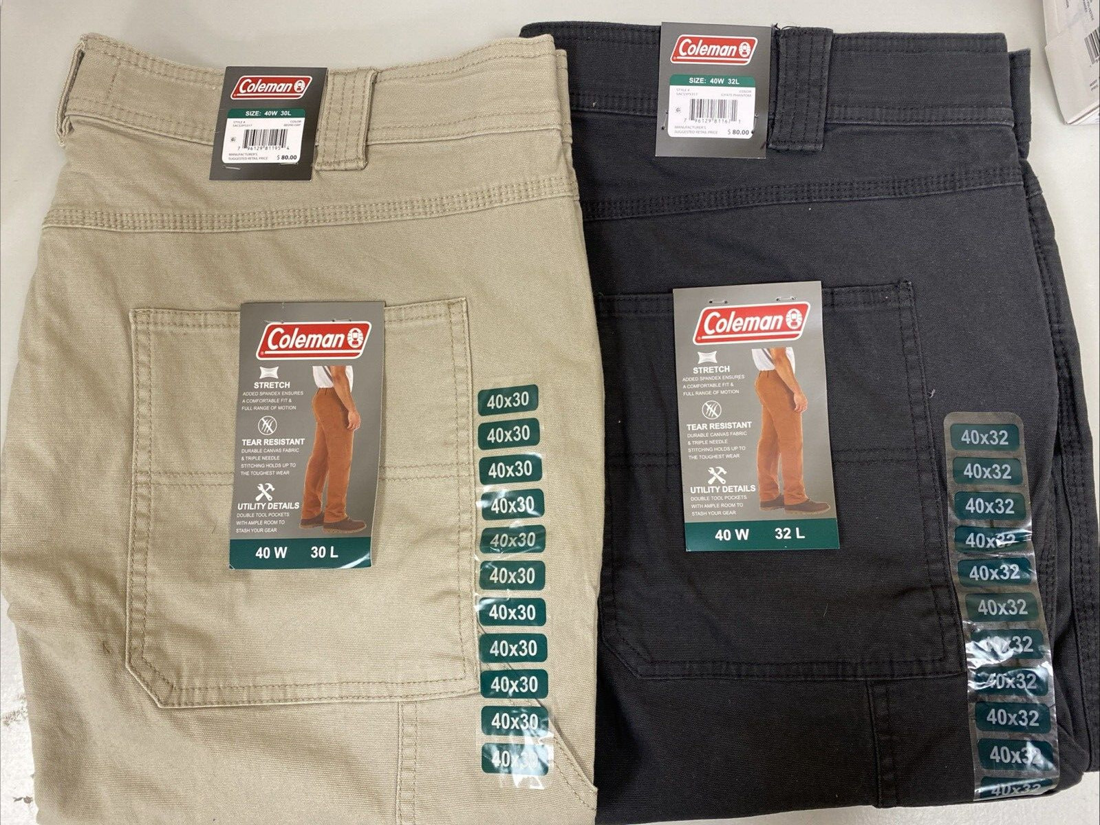Coleman Men’s Utility Work Pant Size Assorted Sizes 2 Colors NWT
