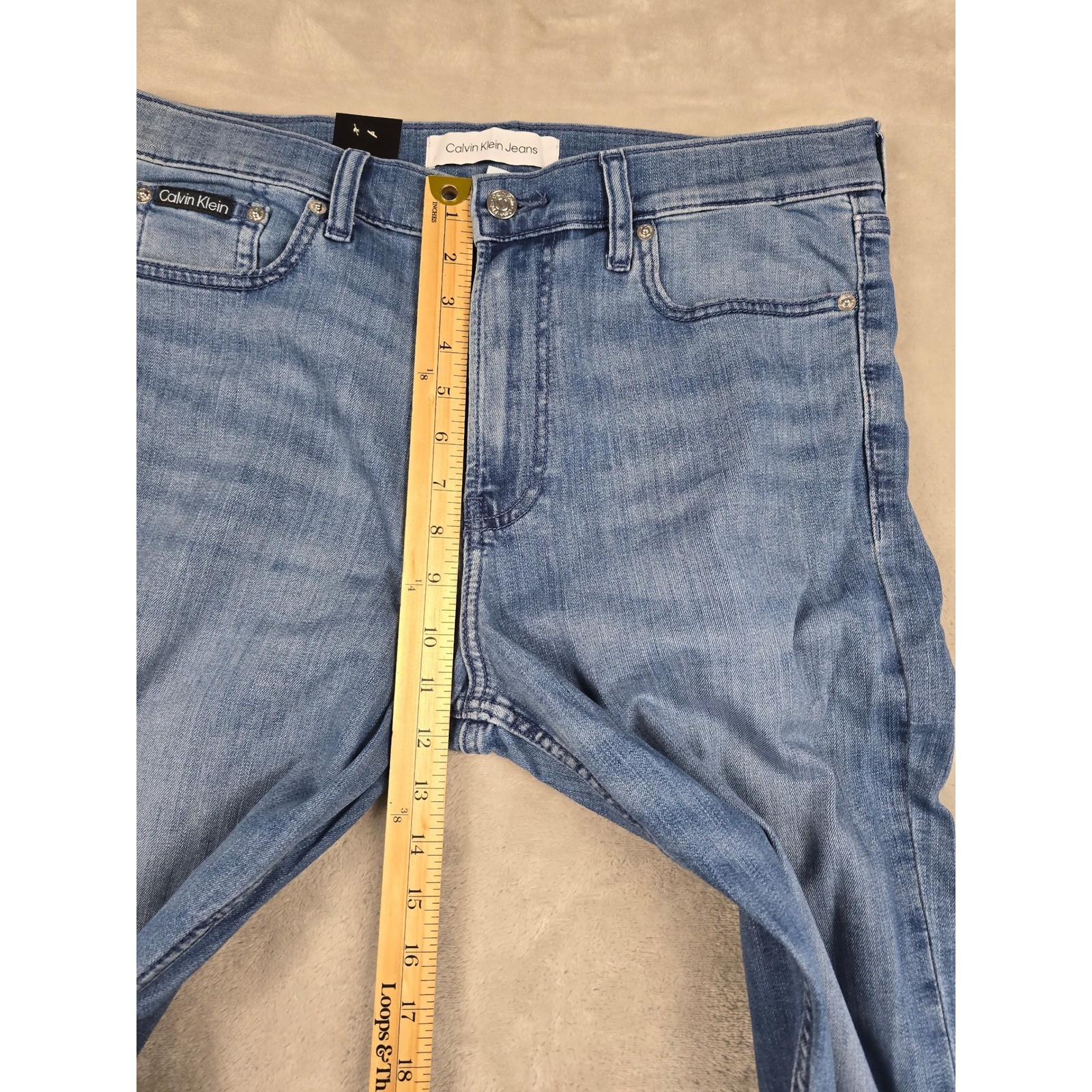 Calvin Klein Jeans Mens 34×30 Blue Straight Leg Denim Pants Stretch
