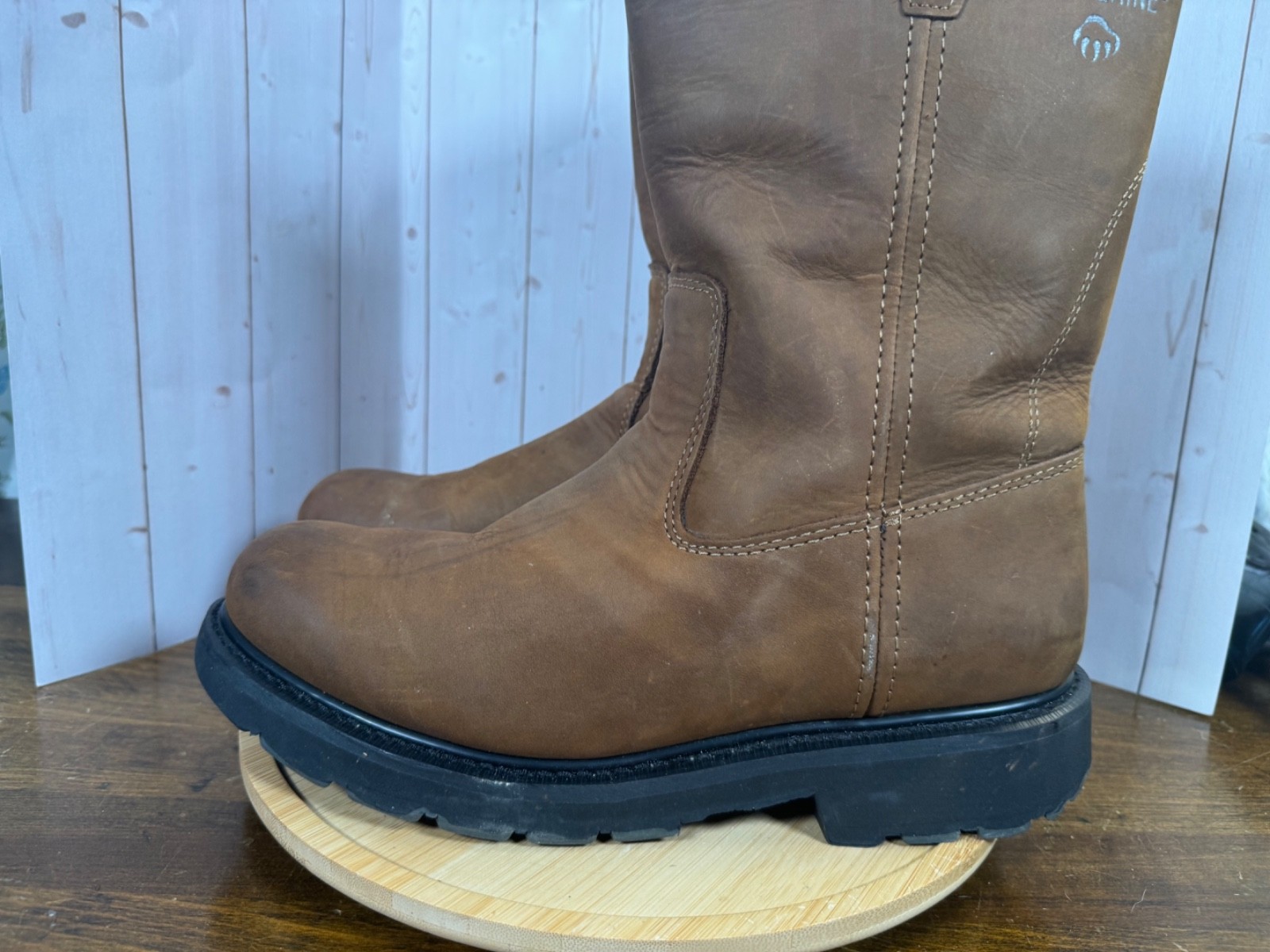 Wolverine W04727 Wellington Brown Leather Work Boots Size 11 Oil Resistant