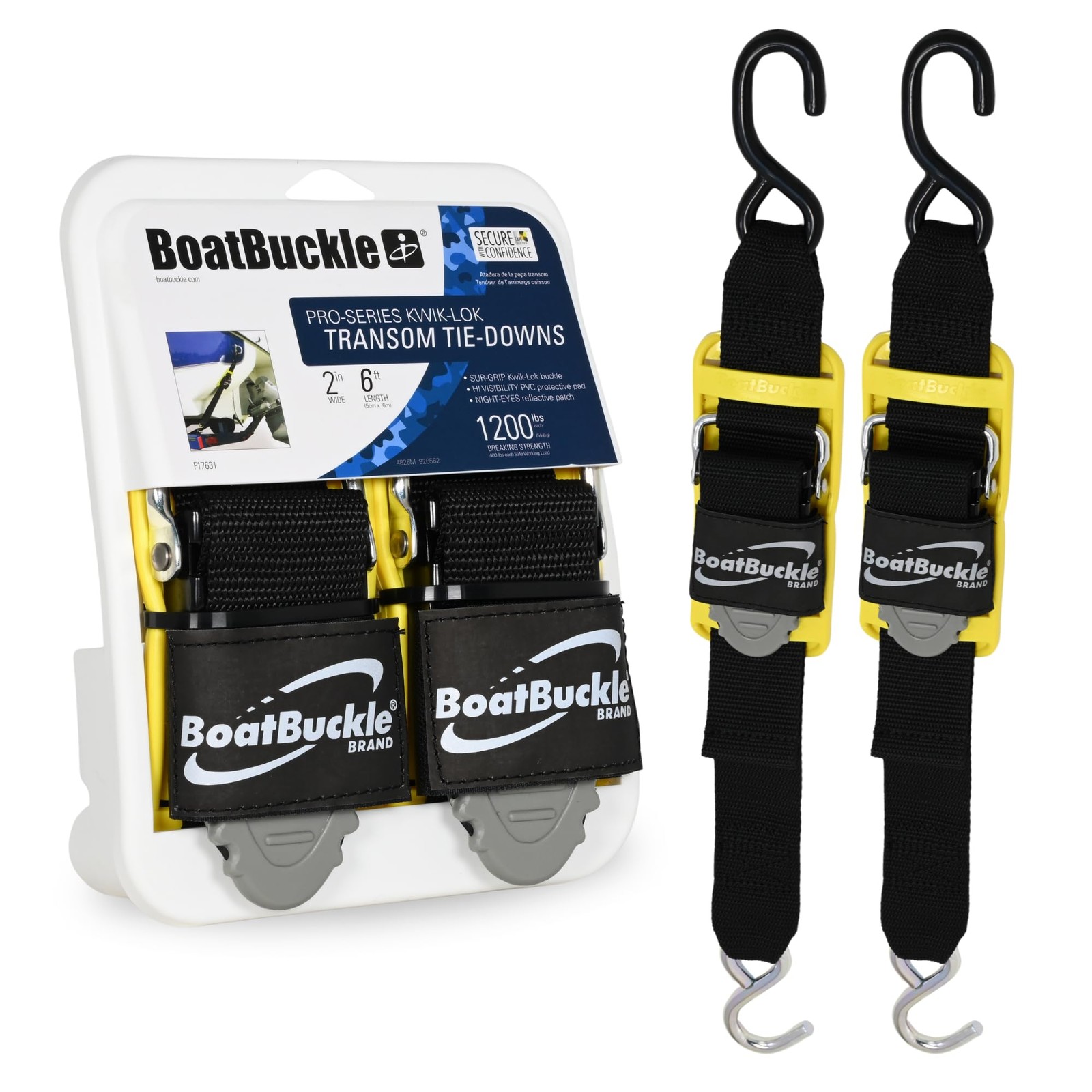 Boatbuckles Pro Series Kwik-Lok Boat Tie Down Straps To Trailer Boat Pads
