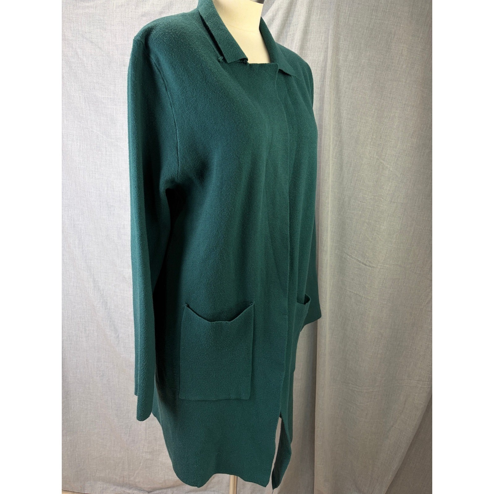 DELUC Women’s Green Knit Open Front Cardigan Coat Style Size M
