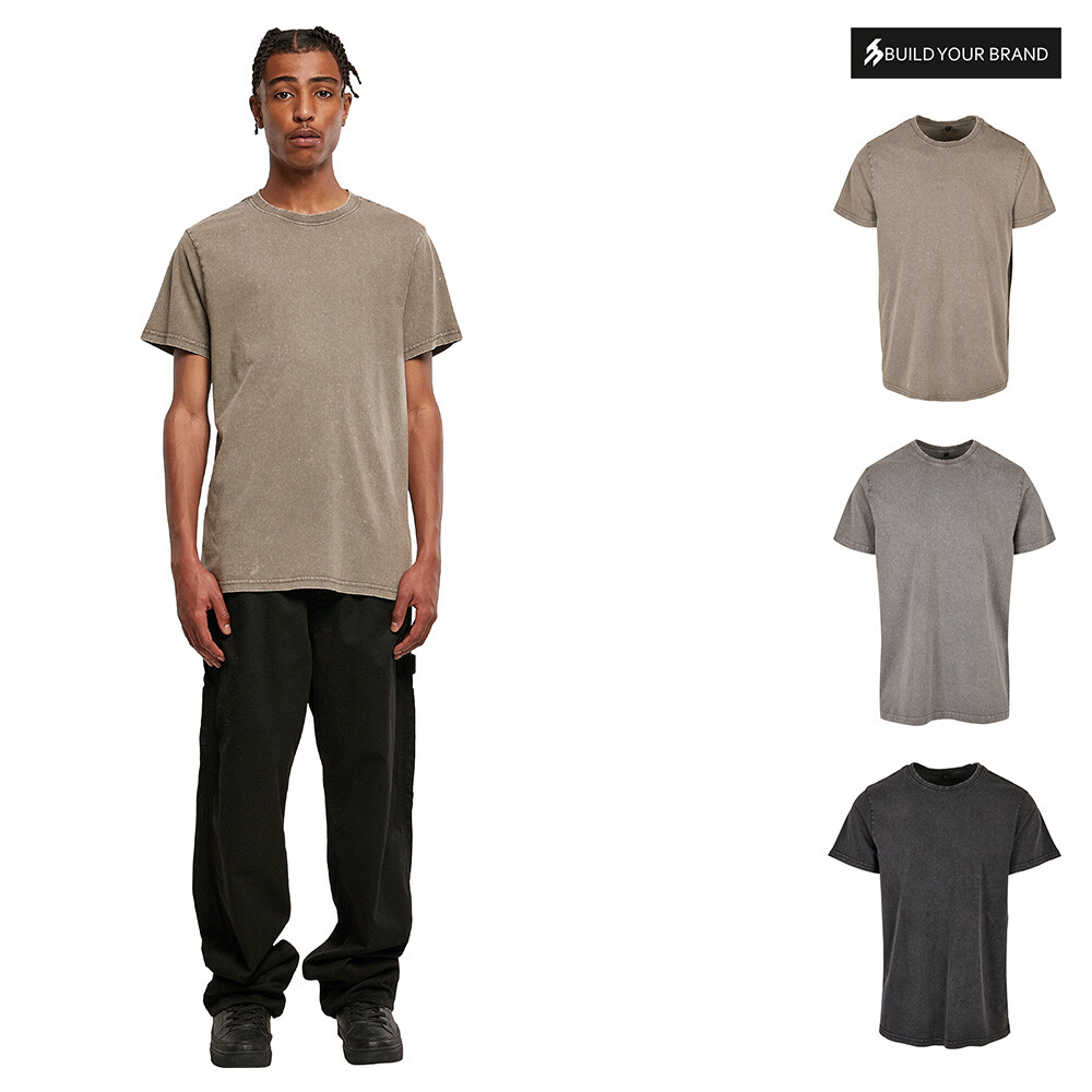 Acid Washed Round Neck Tee| Men’s Urban style Crew Neck Relaxed Fit T-shirt