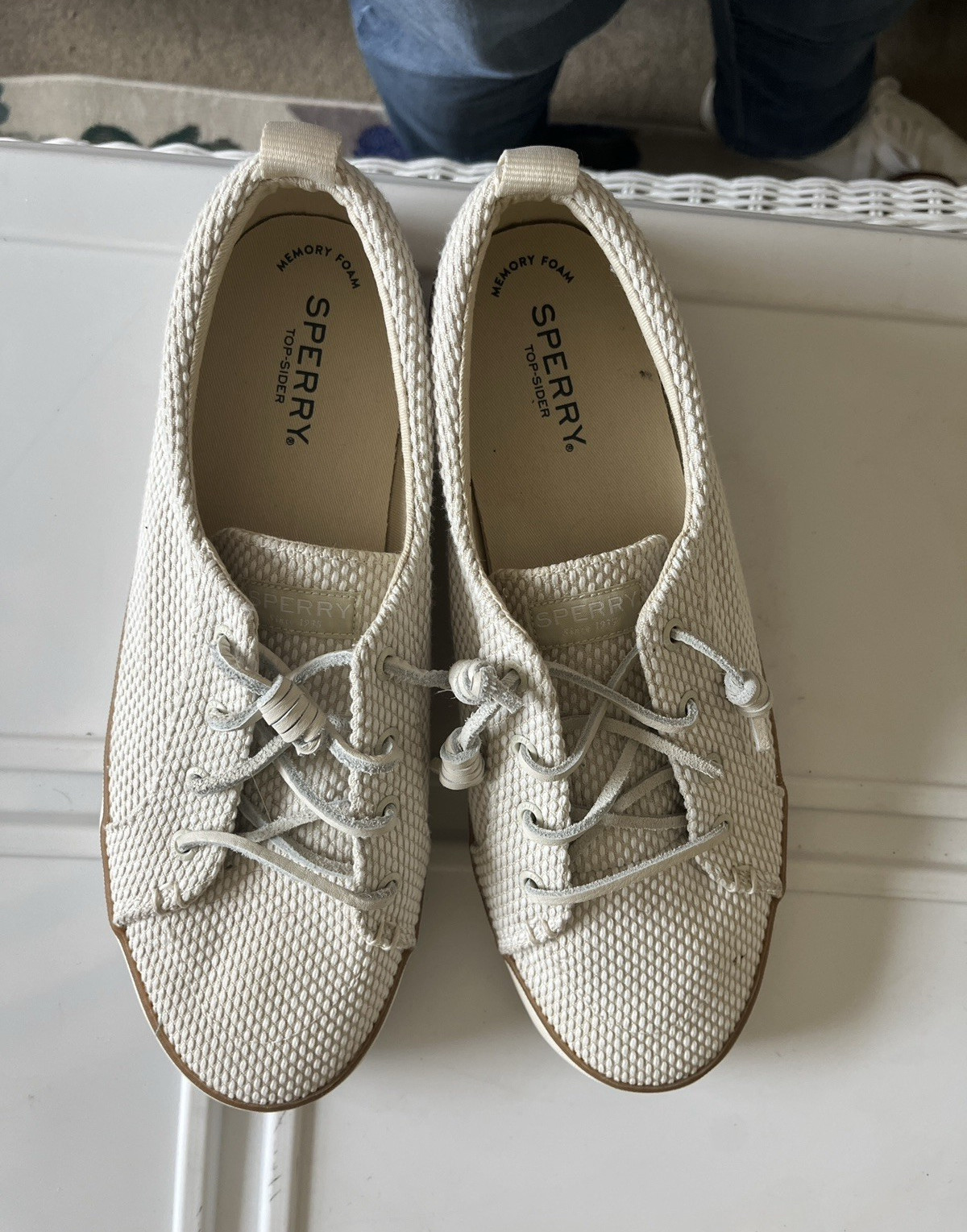 Sperry Top-Sider Womens Beige Low Top Lace-Up Casual Athletic Sneakers
