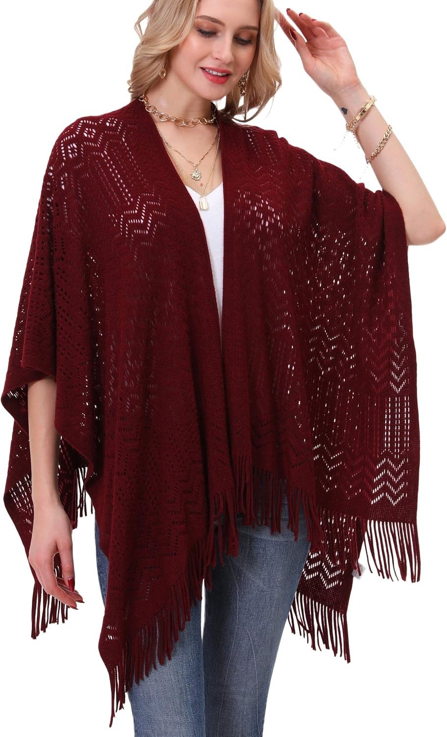 Luxurious 100% Soft Acrylic Poncho Wrap for All Seasons – One Size Fits Most