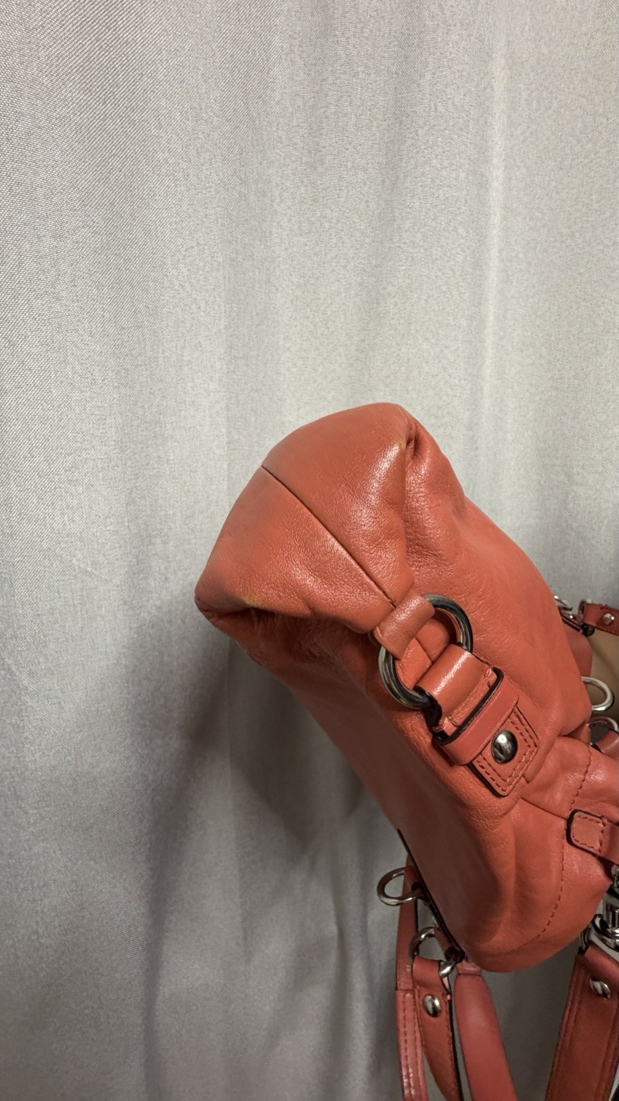Coach Ashley Bag In Coral with OG Hangtag and Crossbody Strap F15513 Leather Bag