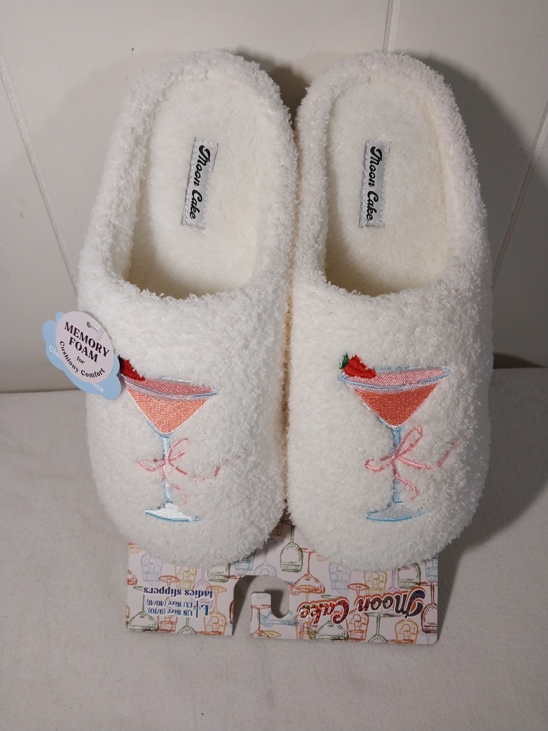 Moon Cake Ladies Slippers L 9/10 EU 40/41 Strawberry Cosmopolitan Memory Foam