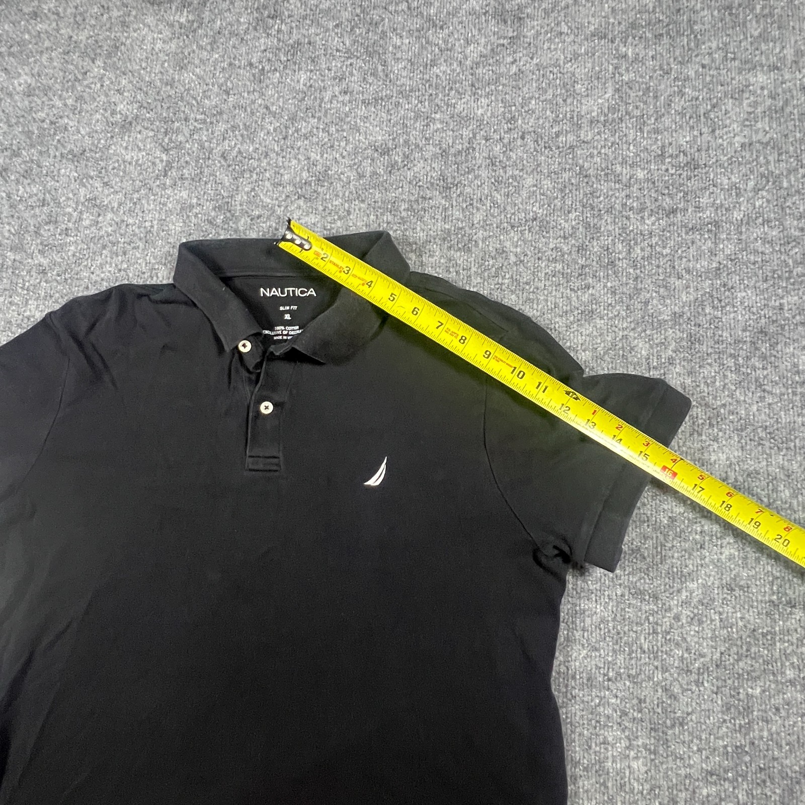Nautica Slim Fit Polo Shirt Men XL Black Cotton Moisture Wicking Athleisure Golf